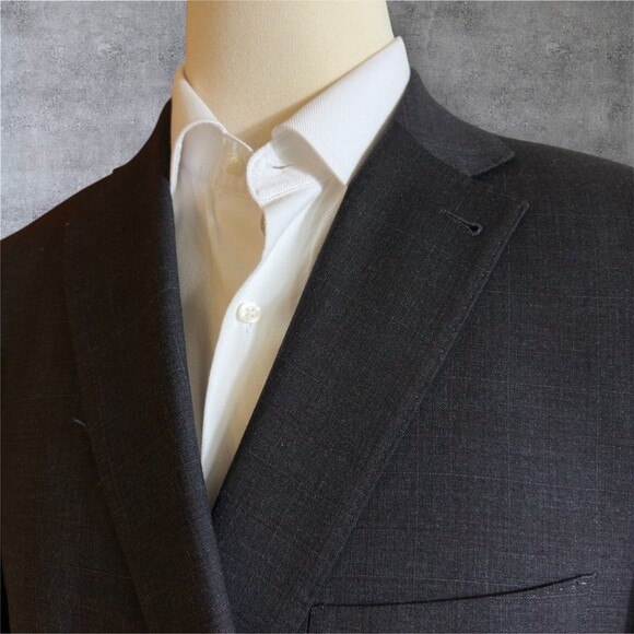 ZANETTI Mens 2 Piece Suit Blazer Jacket 48L Pant 40Wx30L WOOL Gray Windowpane - Picture 5 of 16